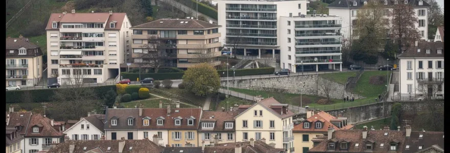 Vue panoramique de Lausanne avec le lac Léman et les quartiers résidentiels étagés