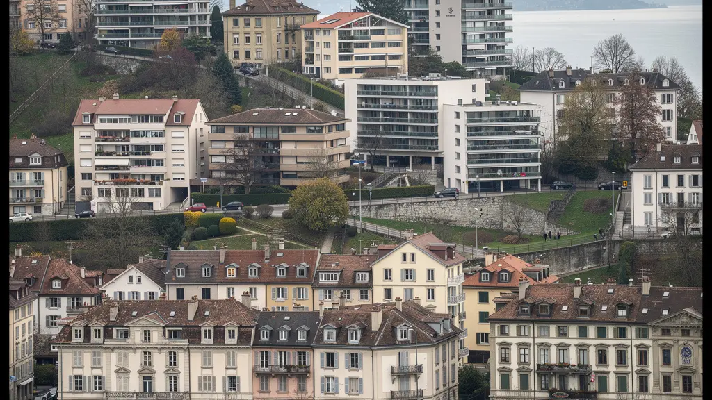 Vue panoramique de Lausanne avec le lac Léman et les quartiers résidentiels étagés